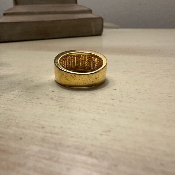 Rainbow Of Six Pave Crystals Channel Set Shiny Gold Tone Ring - Picture 5 of 5